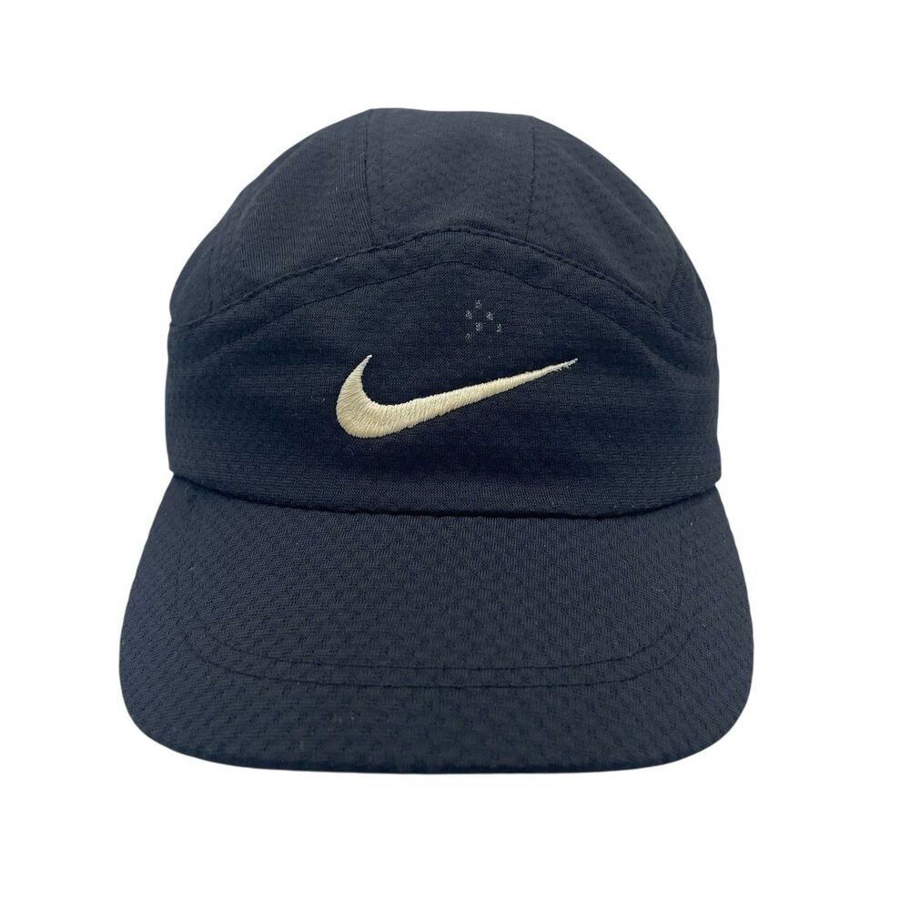 Vintage Nike Hat Cap Strap Back Black Tailwind Mesh Panel Y2K Swoosh Logo Tag